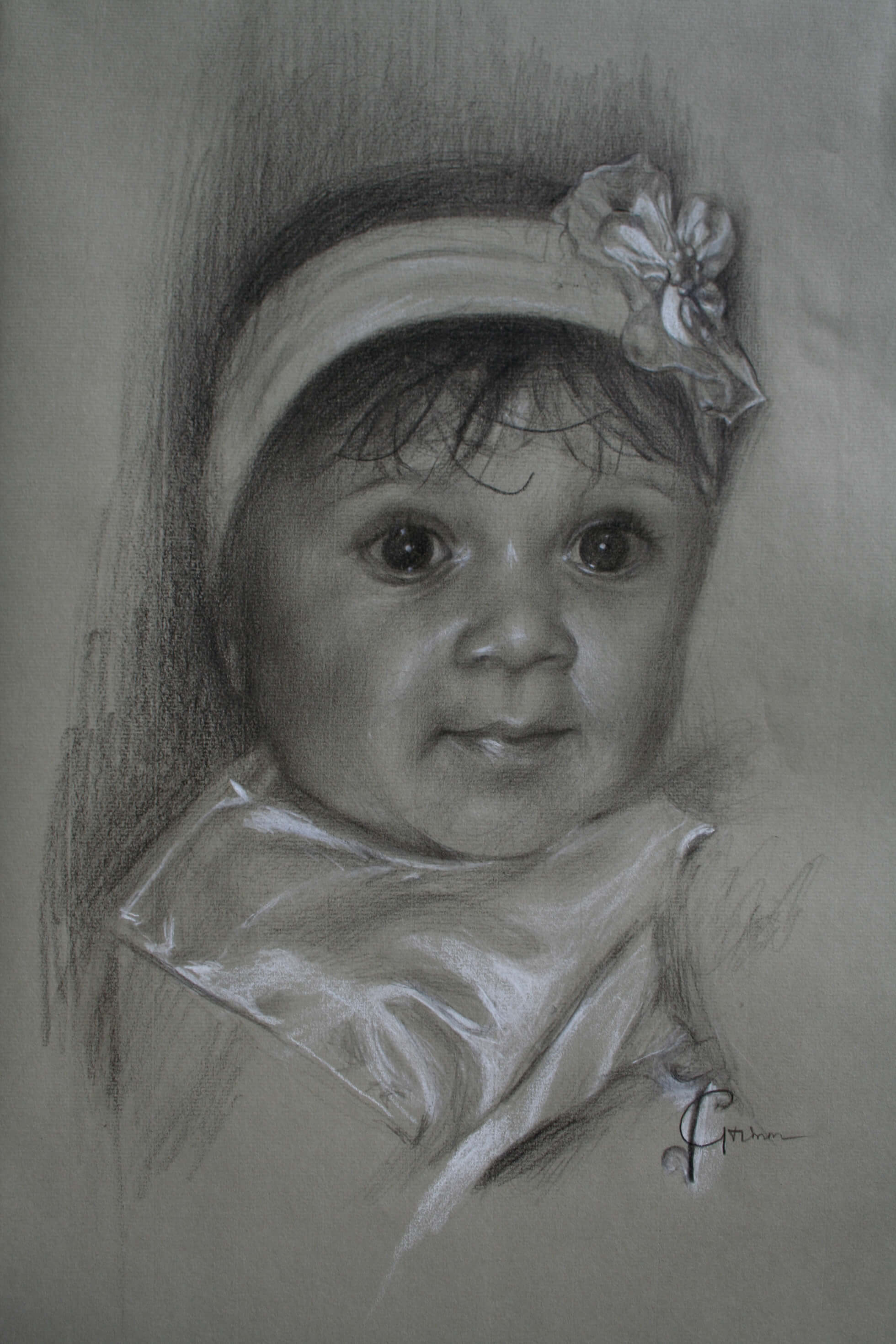 Kinderportrait, Bleistift und Sepia, 2010, Auftragsarbeit